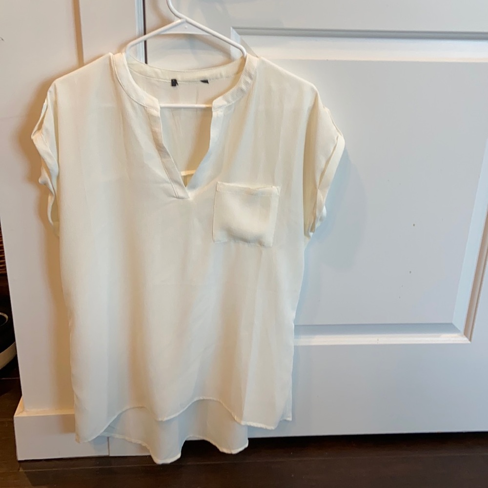 Off white short sleeve blouse